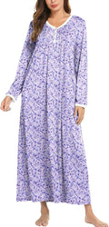 Ekouaer Cotton Nightgowns for Women Long Sleeve Full Length - Soft