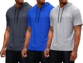 DEVOPS 3 Pack Men's Hoodie Short Sleeve Workout T-Shirts - Breathable