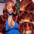 Reddish Brown Lace Front Wig 13x6 Body Wave 180% Density - Natural