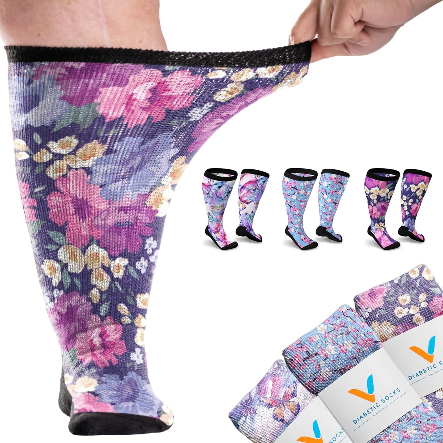 Viasox EasyStretch Diabetic Socks for Men & Women, Comfort Fit