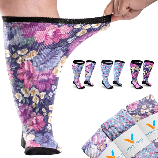 Viasox EasyStretch Diabetic Socks for Men & Women, Comfort Fit