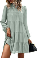 KIRUNDO Long Sleeve Babydoll Dress 2025 - Flowy Tiered Mini Fall