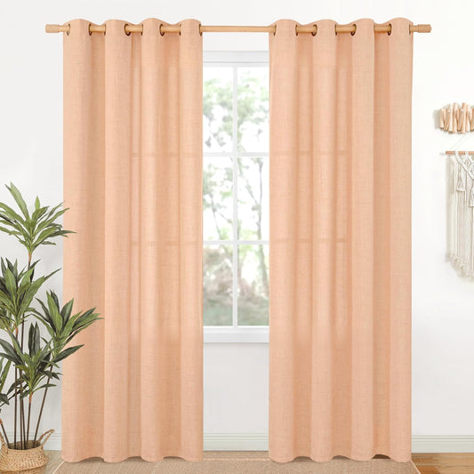 Peach Linen Curtains 80 Inches Long for Living Room and More