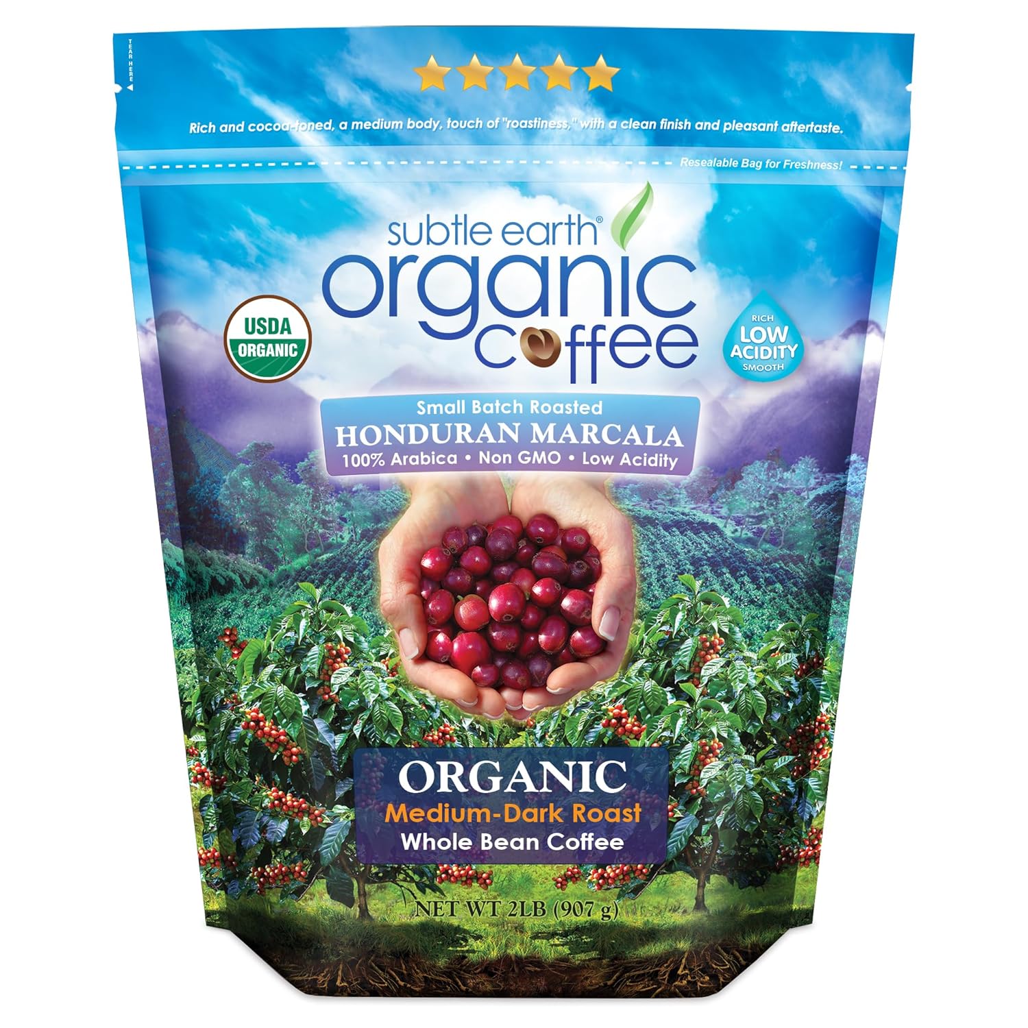 Subtle Earth Organic Coffee by Cafe Don Pablo - 2LB Whole Bean