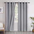 Grey Linen Blackout Curtains 80 in - Full Light Blocking Drapes