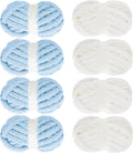 Assorted Chunky Chenille Yarn 8 Pack - Fluffy Jumbo Yarn for Blankets
