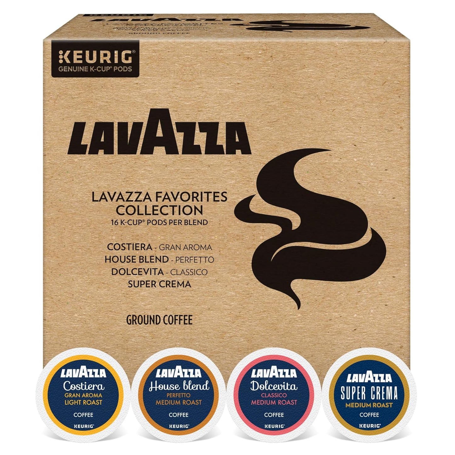 Lavazza Favorites Variety Pack - 64 Light & Medium Roast K-Cups
