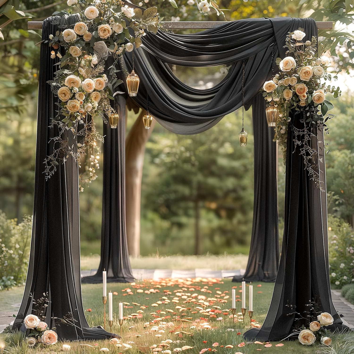 Black Wedding Arch Draping Fabric for Elegant Ceremonies