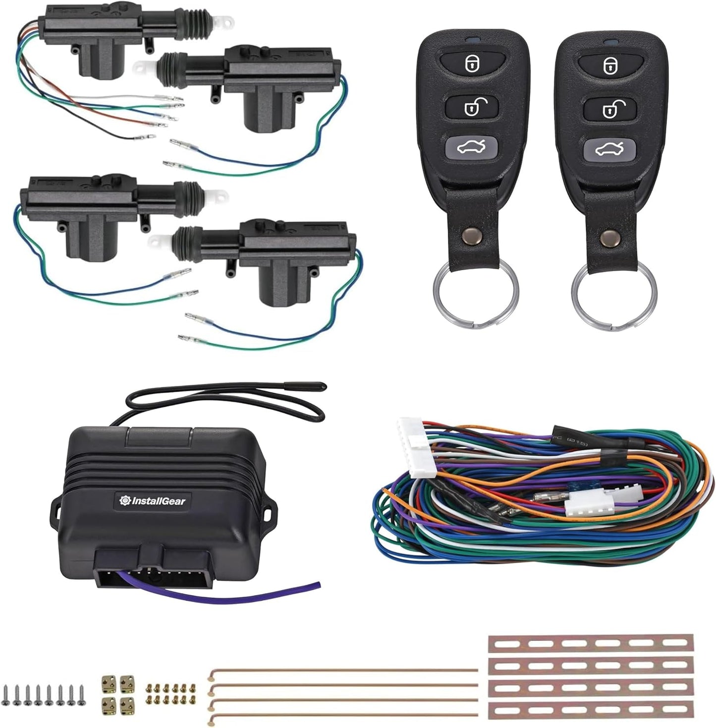 Keyless Entry System with Remotes and Door Actuators for Cars