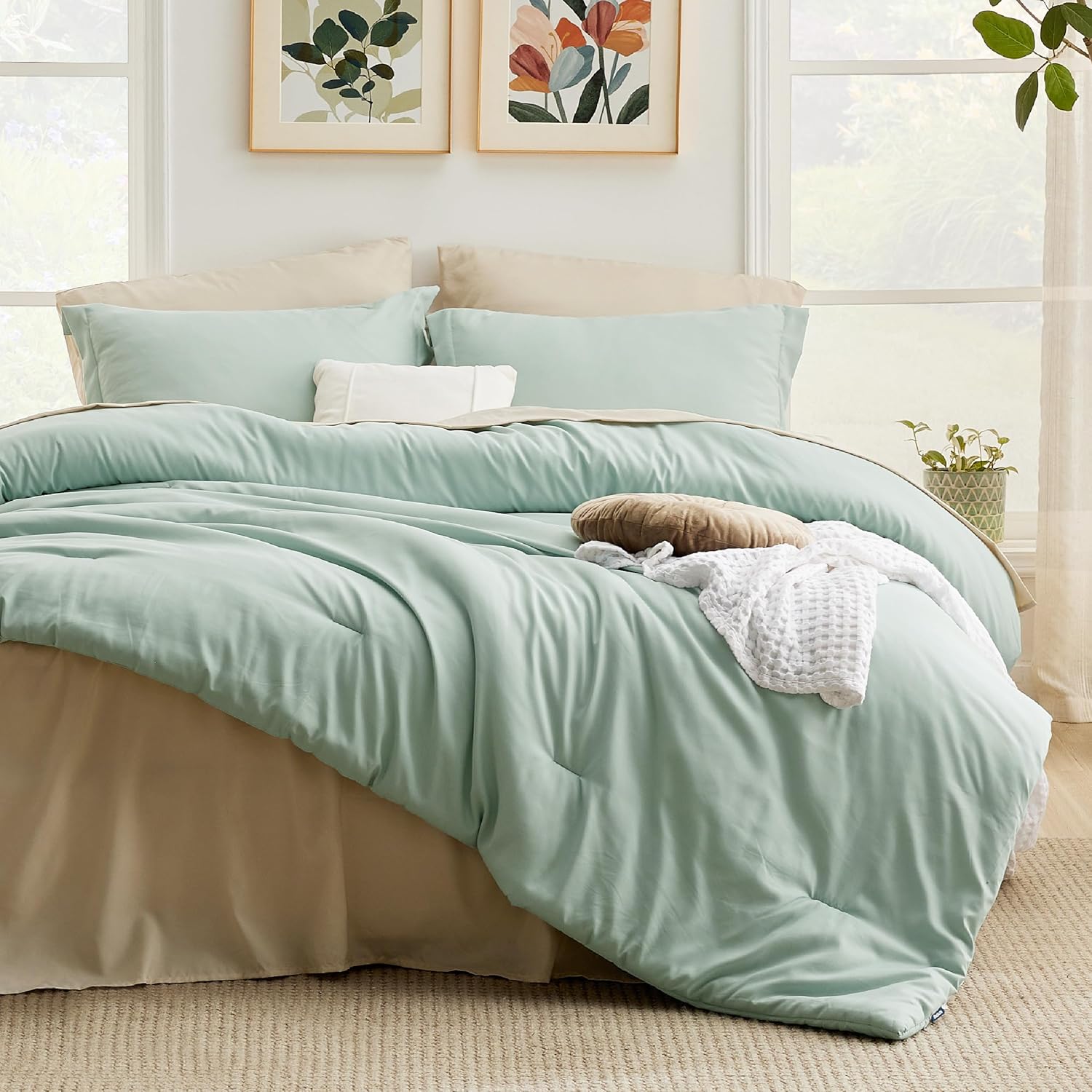 California King Comforter Set in Sage Green for All Seasons