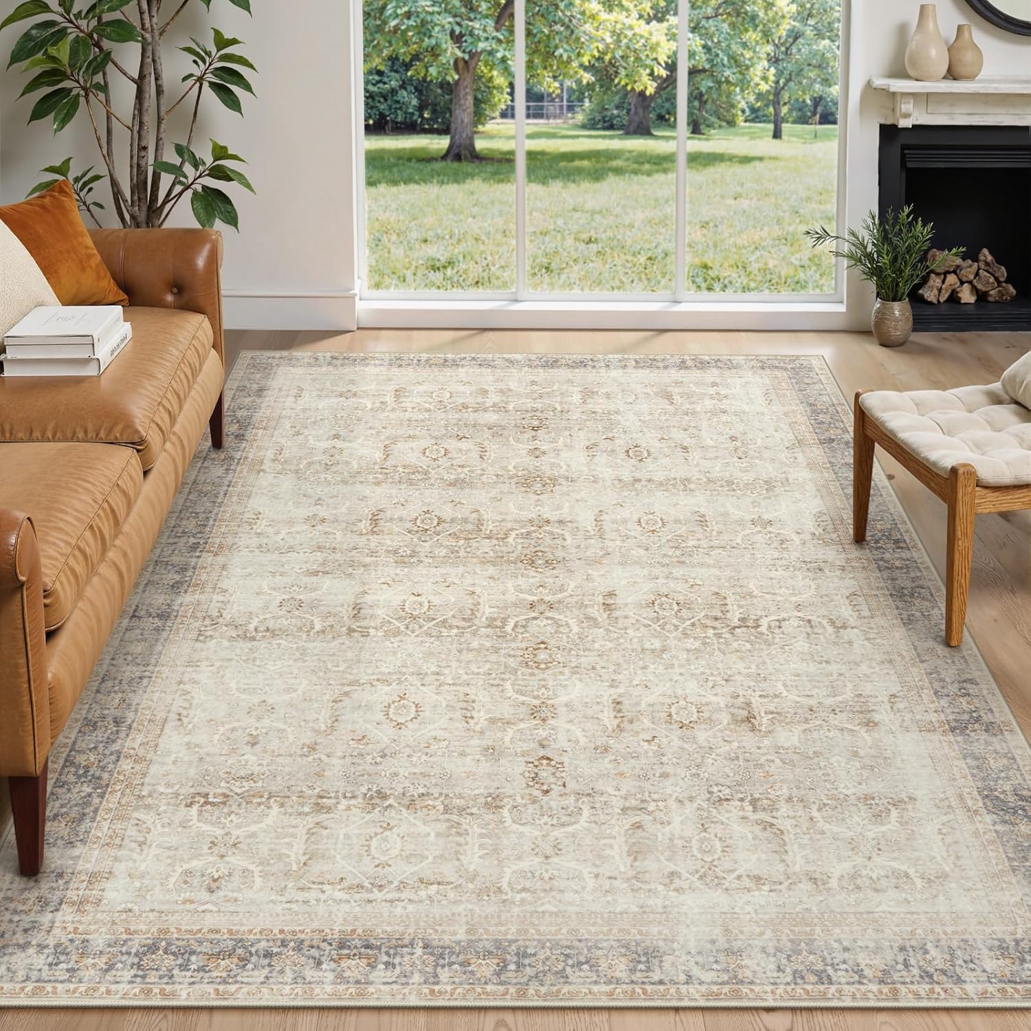 Collive Washable Area Rug 6x9, Vintage Soft Rugs for Living Room