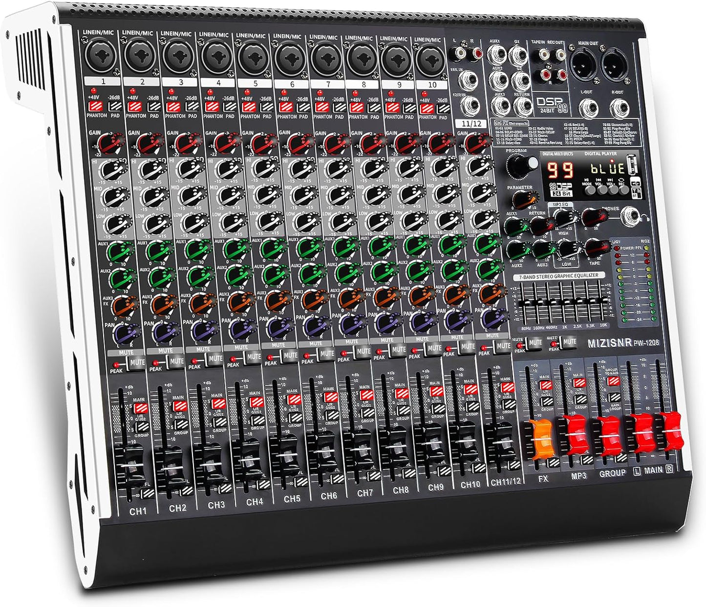 12 Channel Audio Mixer with 99 DSP Effects for Professionals