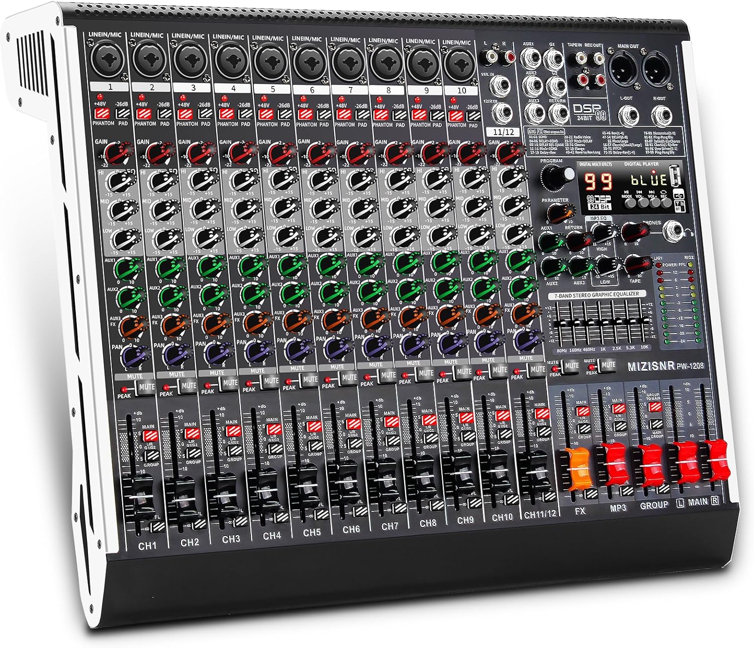 12 Channel Audio Mixer with 99 DSP Effects for Professionals