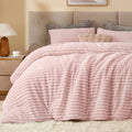 Fleece Twin Comforter Set - Super Soft Warm Fluffy Pink Bedding