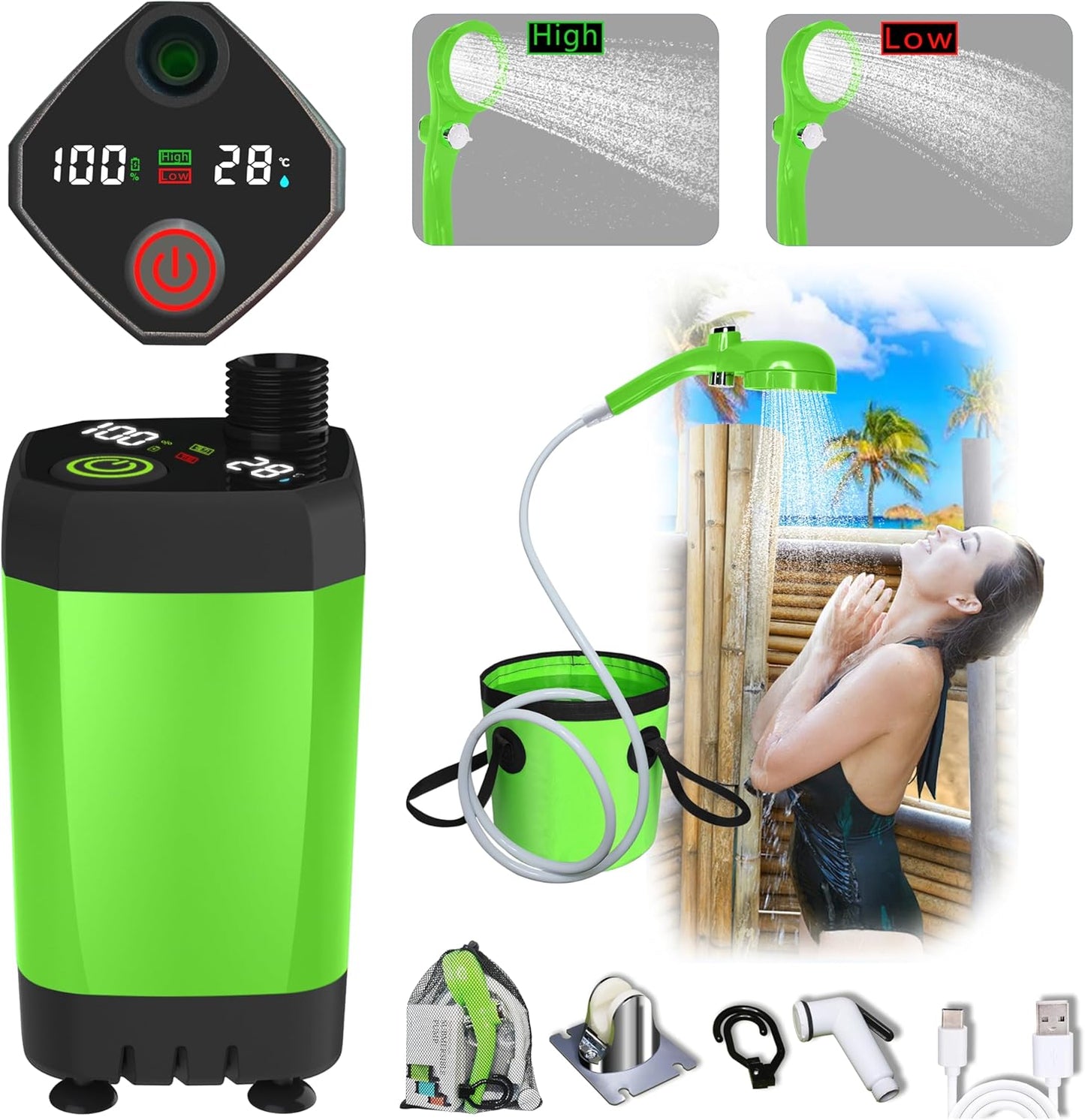 Portable Electronic Camp Shower for Ultimate Convenience - Jaugow