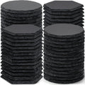 Slate Coasters Bulk 60 PCS 4 in Round & Hexagon - Engravable Set