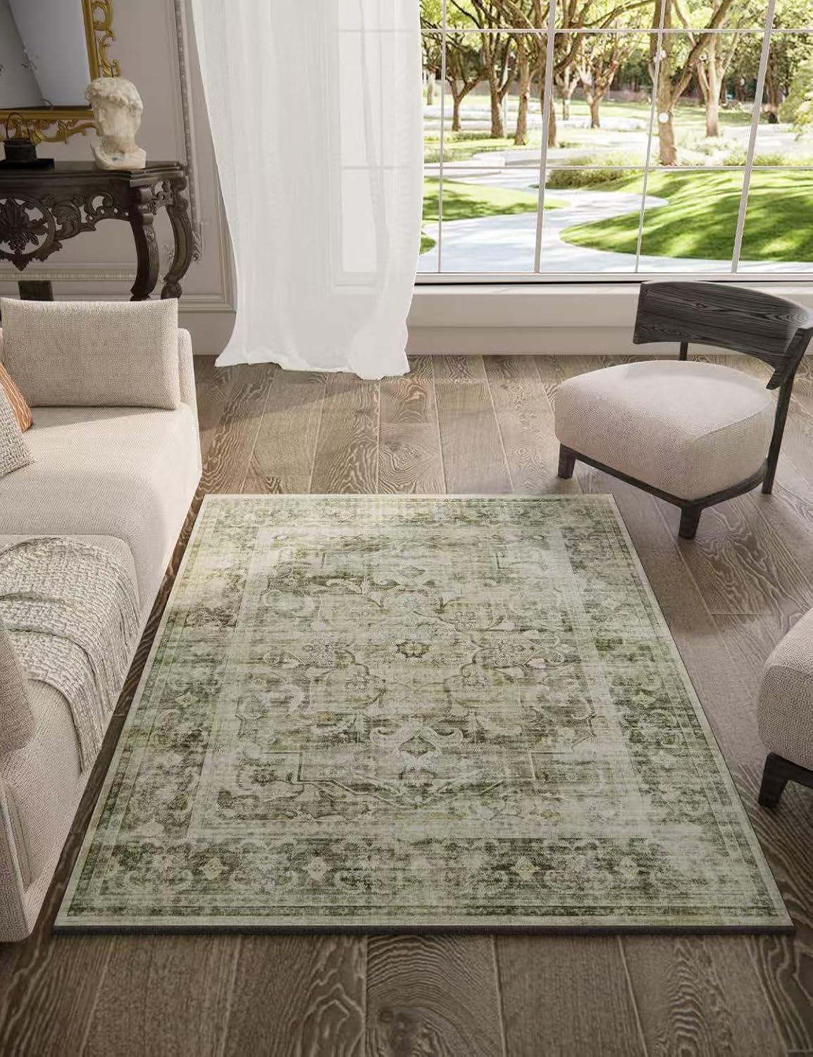 Washable Boho Area Rugs for Bedroom: Soft Non-Slip Accent Rug