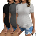 Ekouaer Womens Maternity Shirts Short Sleeve Crew Neck Tops