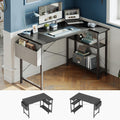 CubiCubi L Shaped Desk with Reversible Storage Shelves for Home