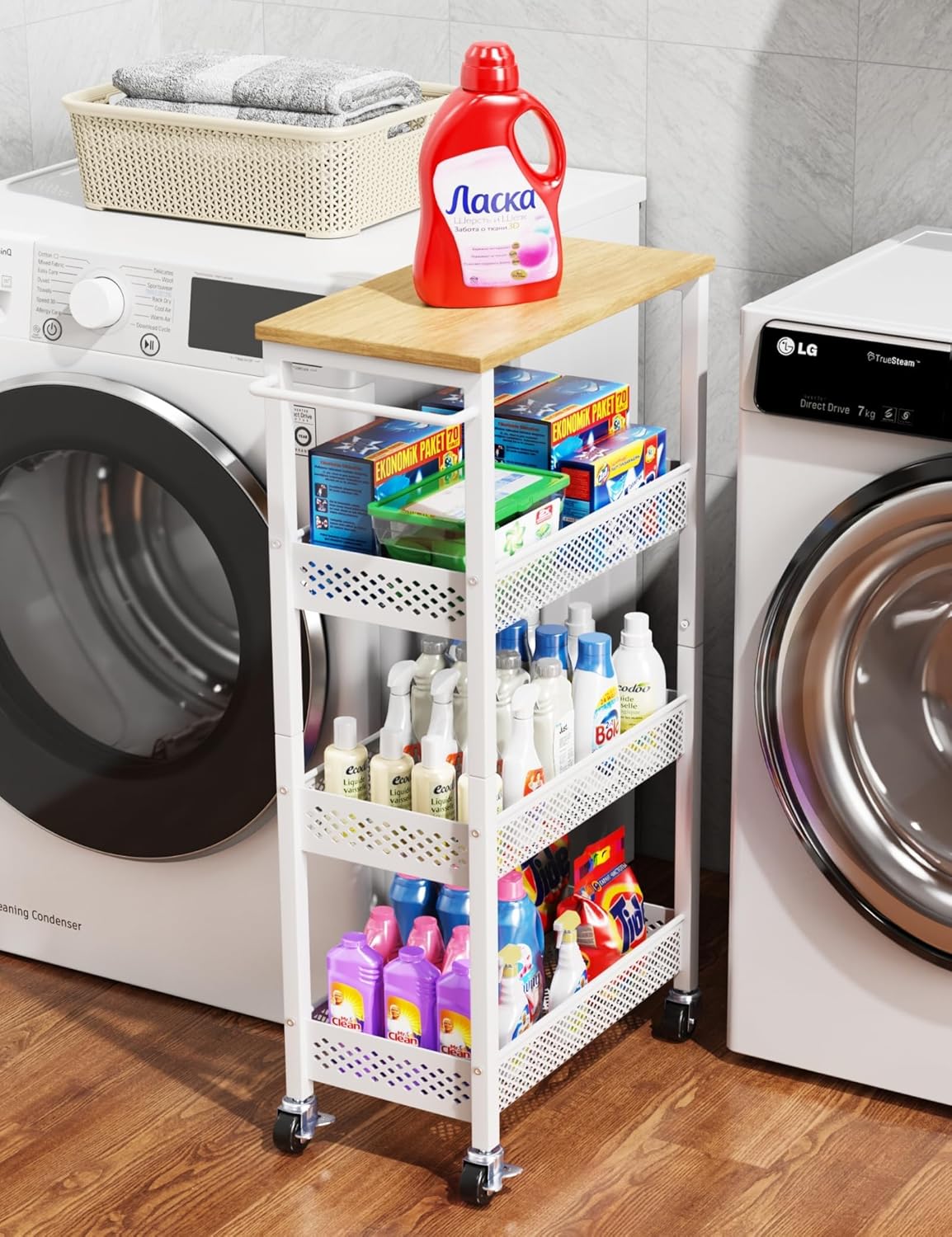 Utility Slim Storage Cart for Narrow Spaces and Small Areas