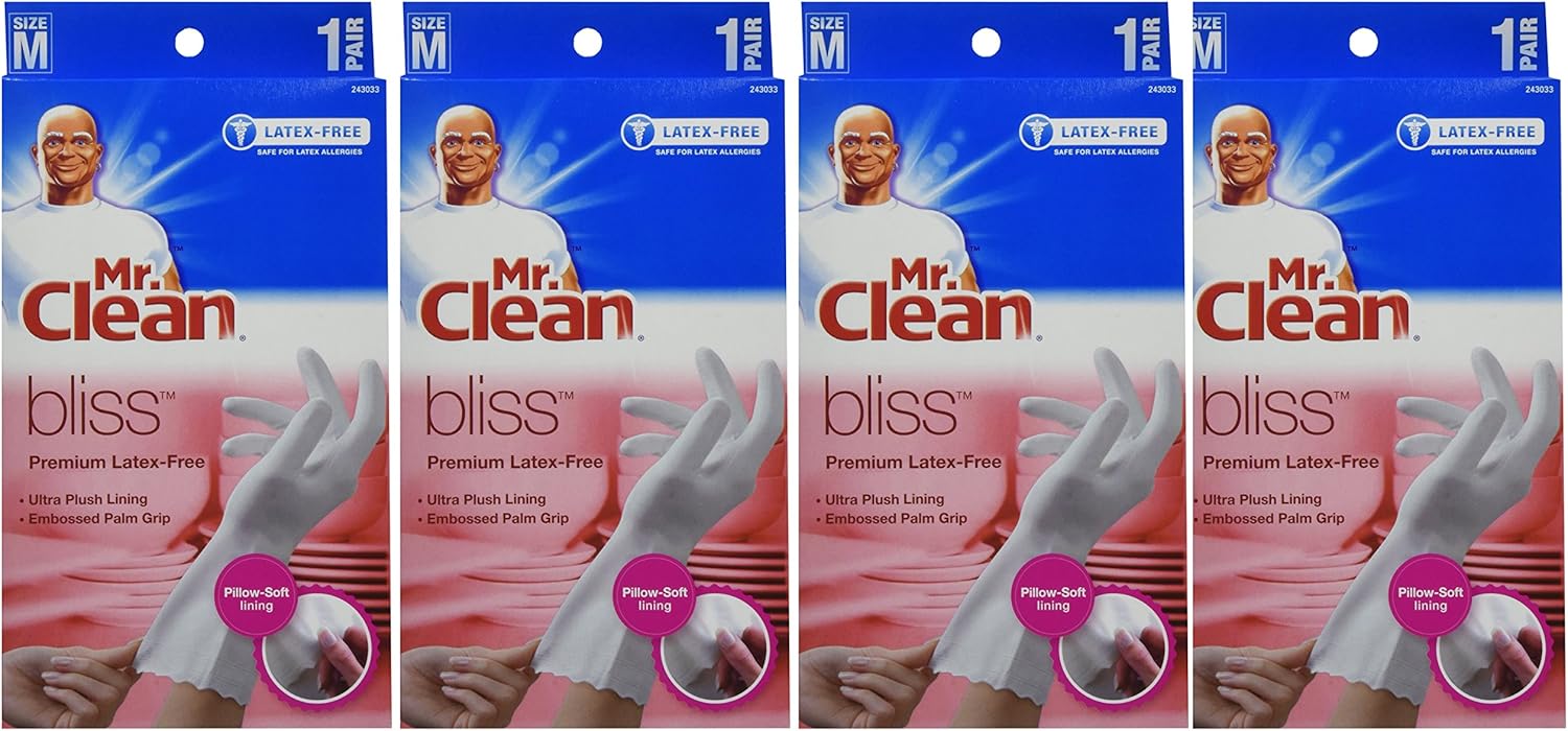 4-Pack Medium Latex-Free Gloves for Blissful Cleaning