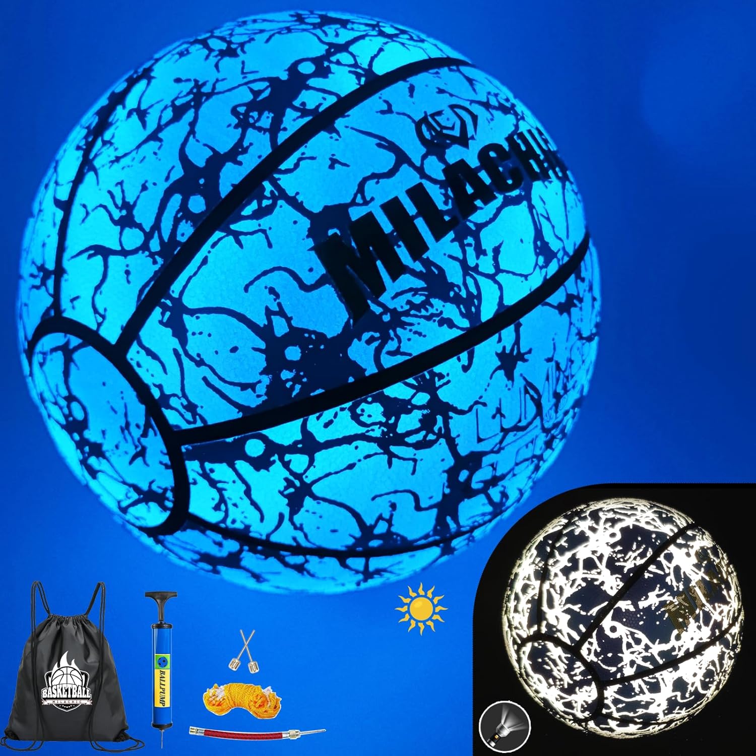 Glow in The Dark Holographic Basketball - Unique Size 7 Ball