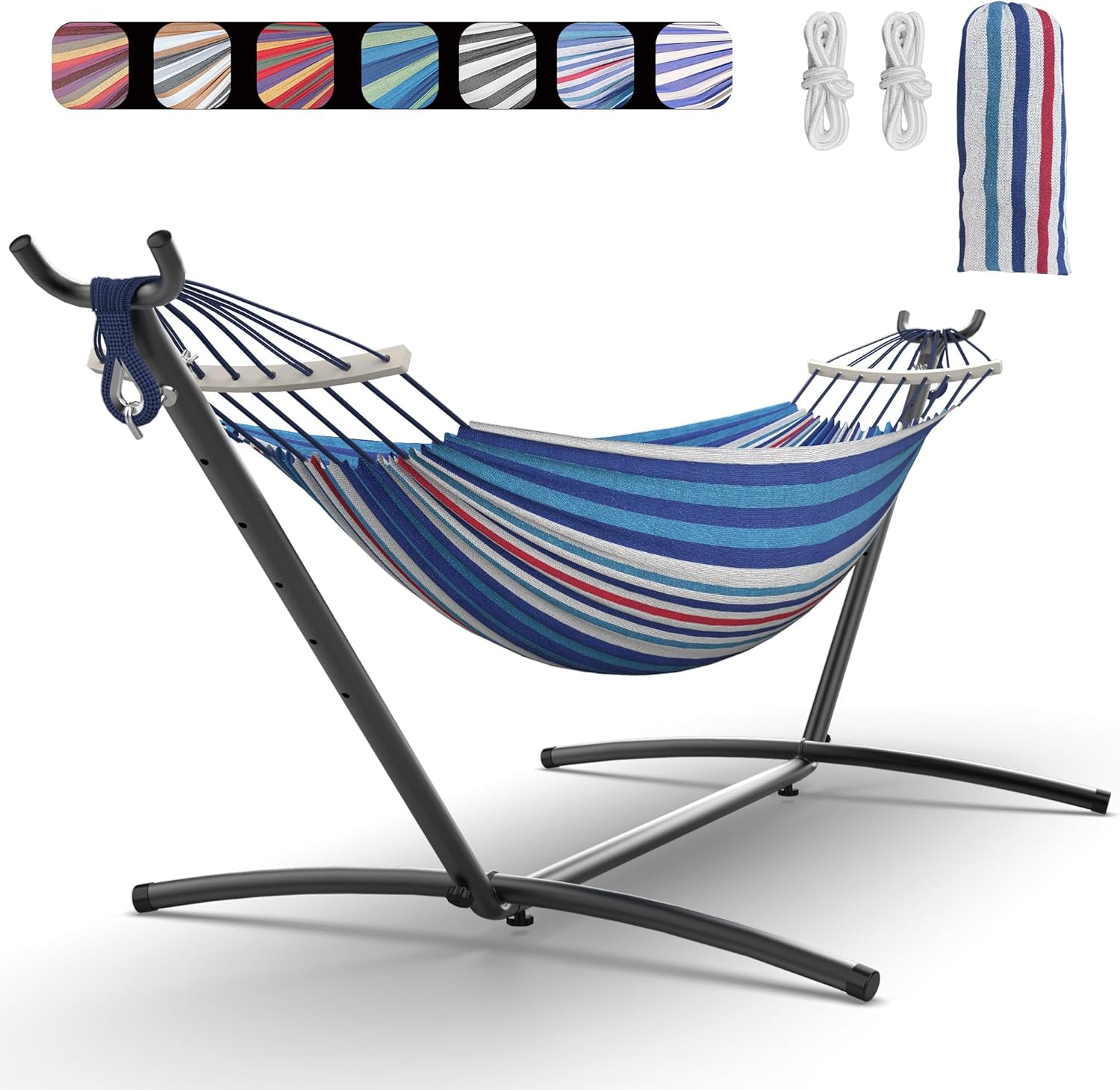 Double Hammock with Heavy-Duty Steel Stand for Ultimate Relaxation