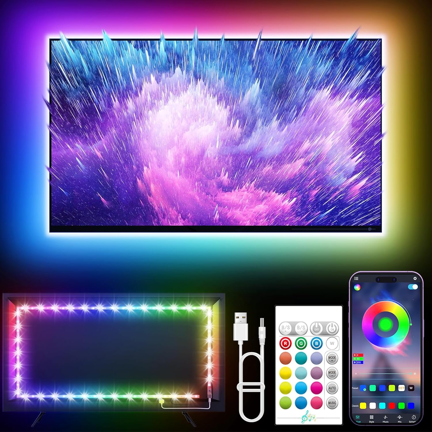Immerse in Vibrant TV Ambiance with KANTUTOE LED Strip Lights