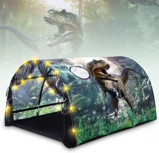 Dinosaur Bed Tent for Kids Large Twin Play Tent with Lights