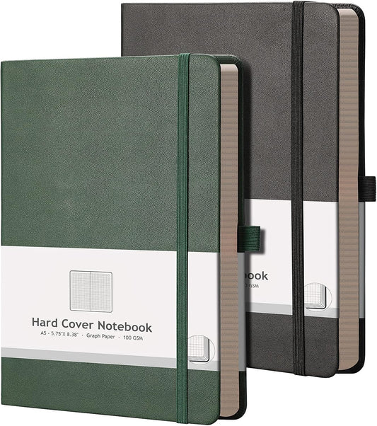High-Quality Grid Paper Journals x2 - 120gsm Thick, 384 Pages