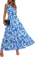 Women Summer Floral Maxi Dress - Lightweight V Neck Wrap