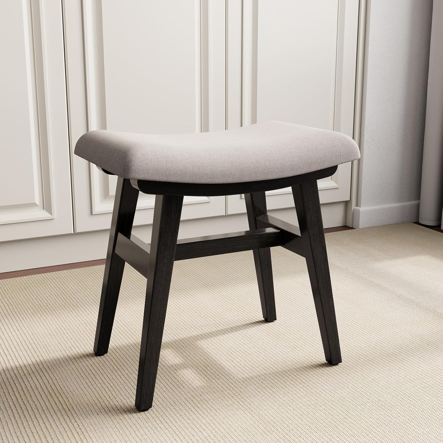 Muwuele Solid Wood Small Vanity Stool for Compact Spaces