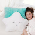 Kids Decorative Pillows Set of 2 - Fluffy Star and Aqua Teal Plush