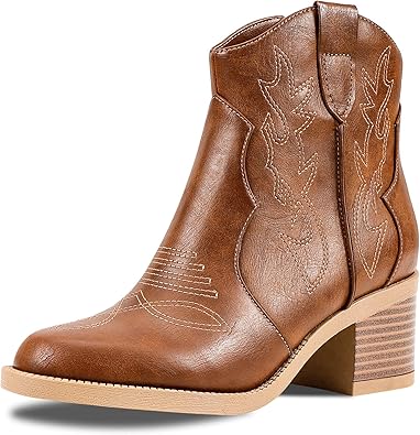 PIZZ ANNU Women's Embroidered Western Cowboy Boots for Style