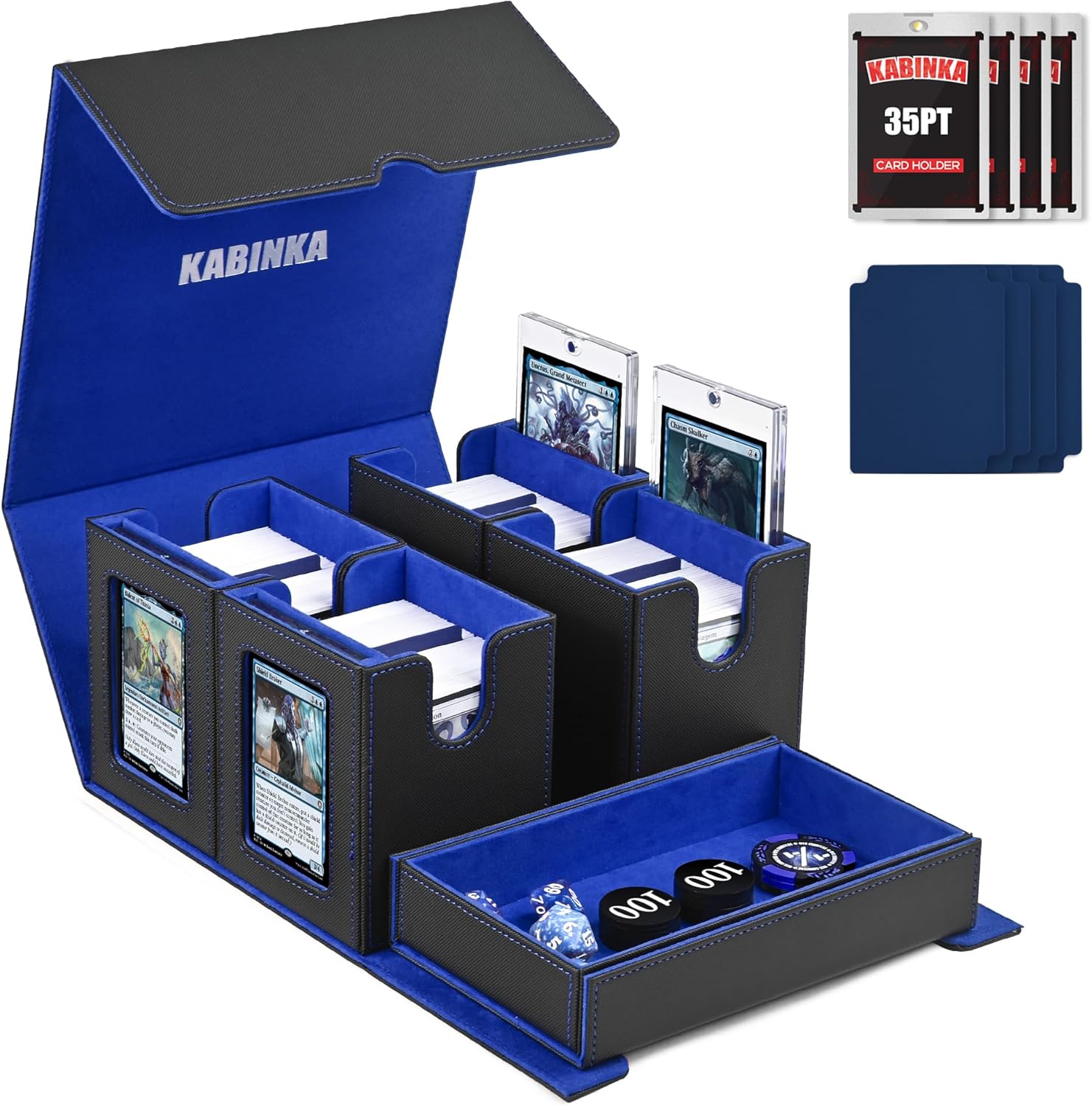 Card Deck Box for MTG with Commander Display and Storage