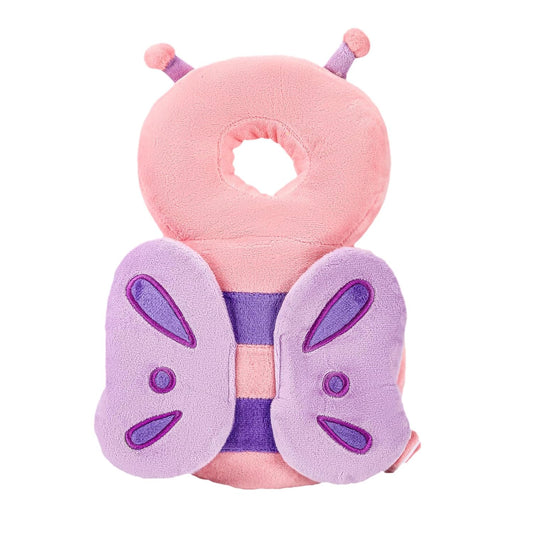 Qioo Baby Head Protection Backpack - Soft & Cute Pink Butterfly Design