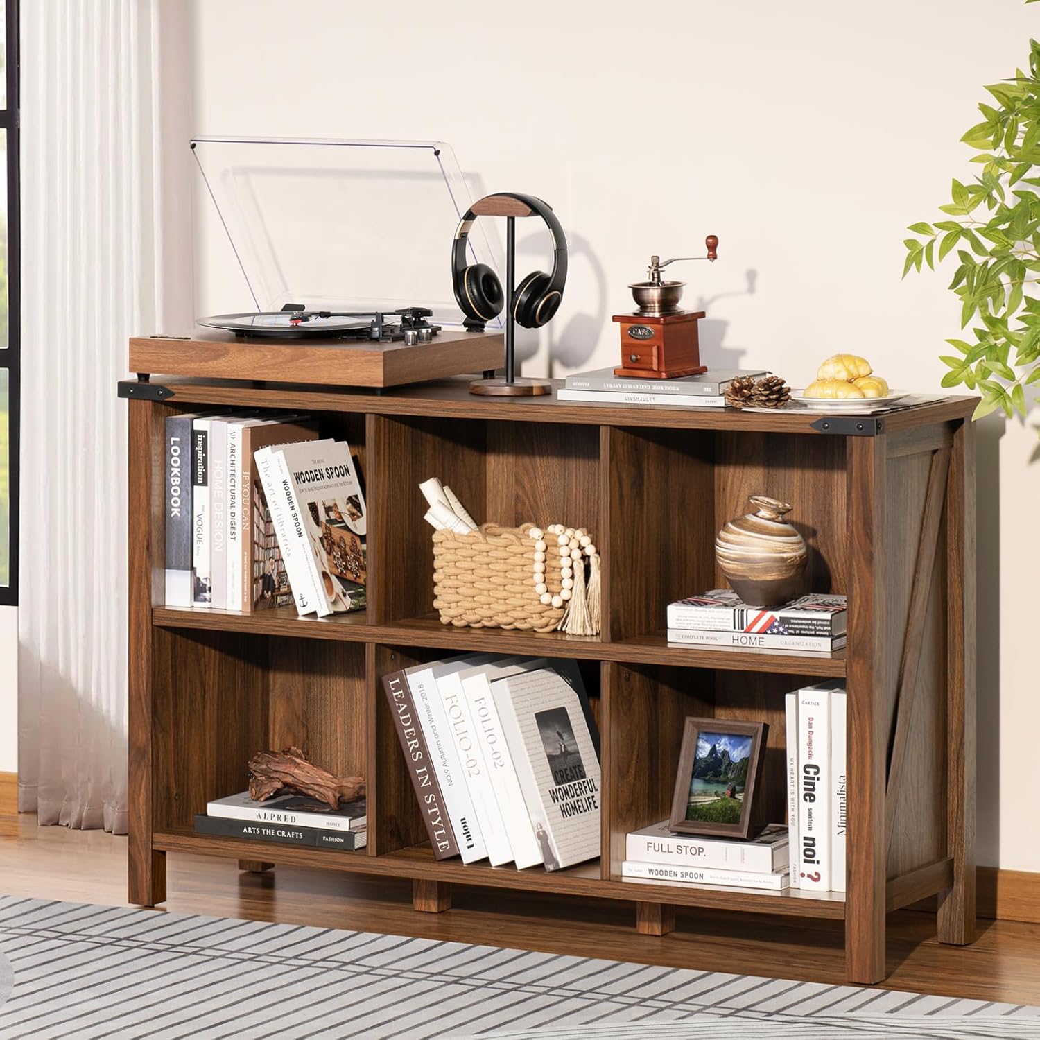 Farmhouse 6 Cube Book Shelf for Rustic Storage and Display