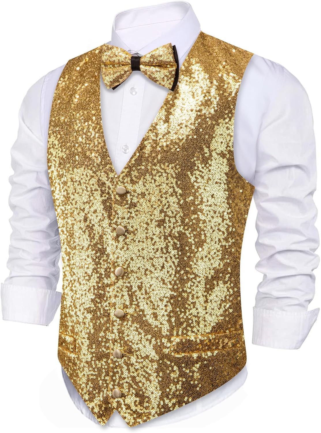 Barry.Wang Mens Sequins Vest for Formal and Leisure Occasions
