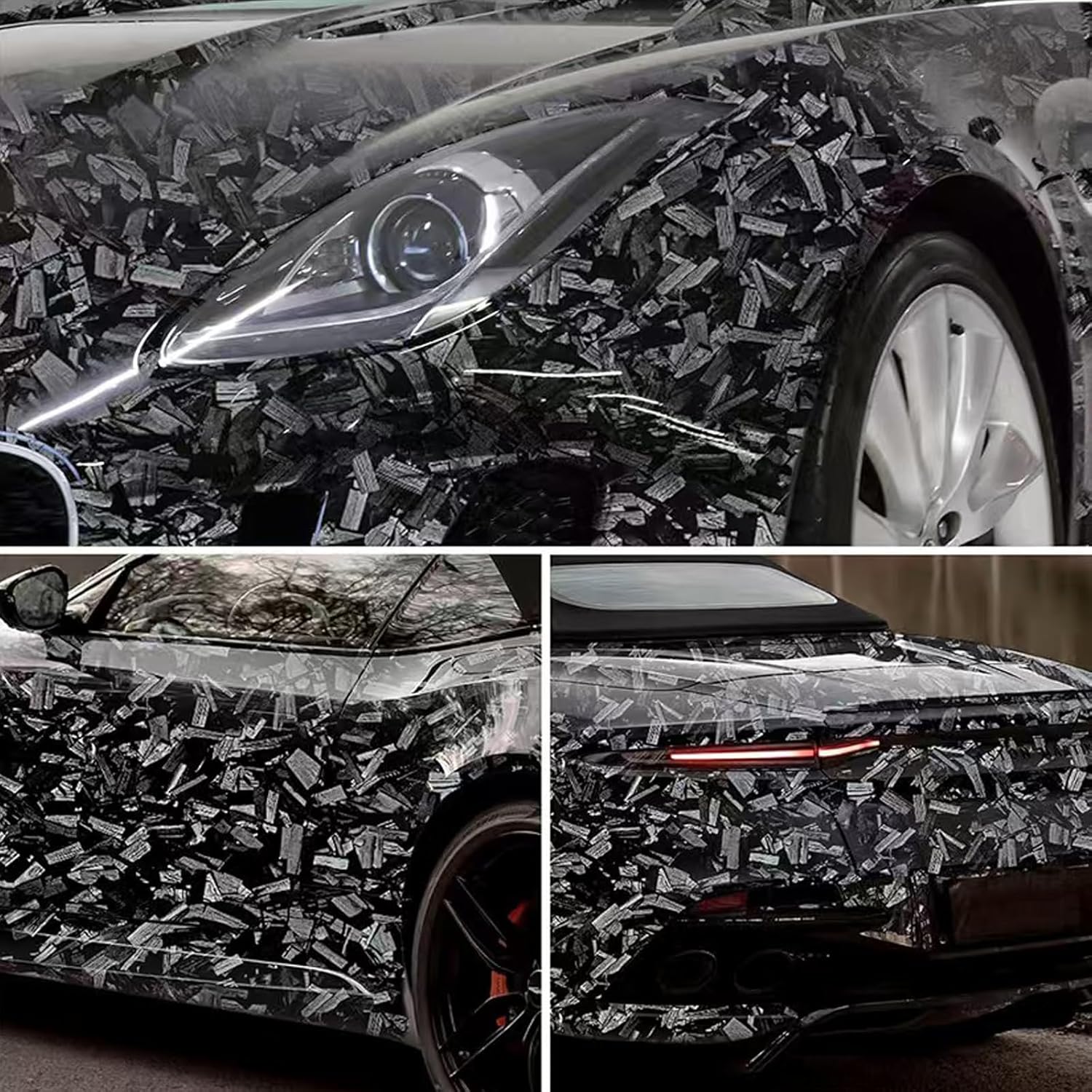 Grey Forged Carbon Fiber Vinyl Wrap for Stylish Car Customization