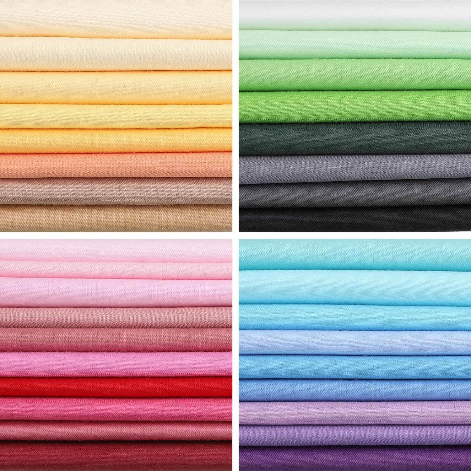 Buryeah 35 Pcs Solid Color Cotton Fabric for DIY Crafts and Quilting