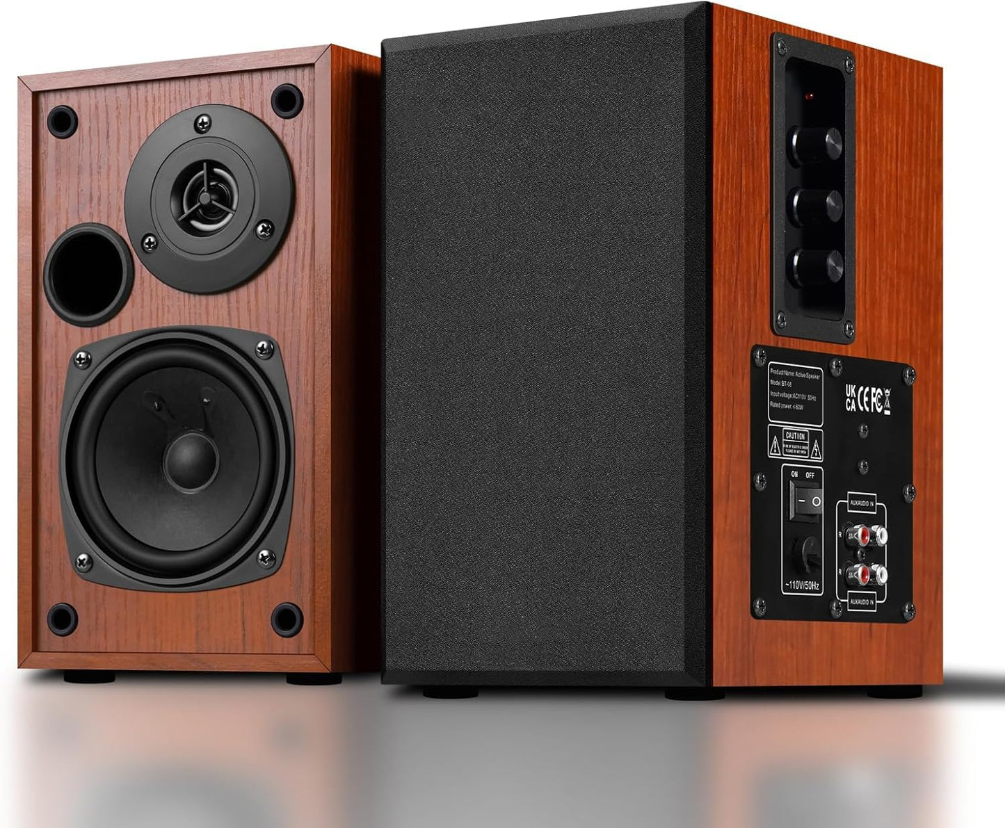 60W Powered Bookshelf Speakers with Subwoofer for Home Theater