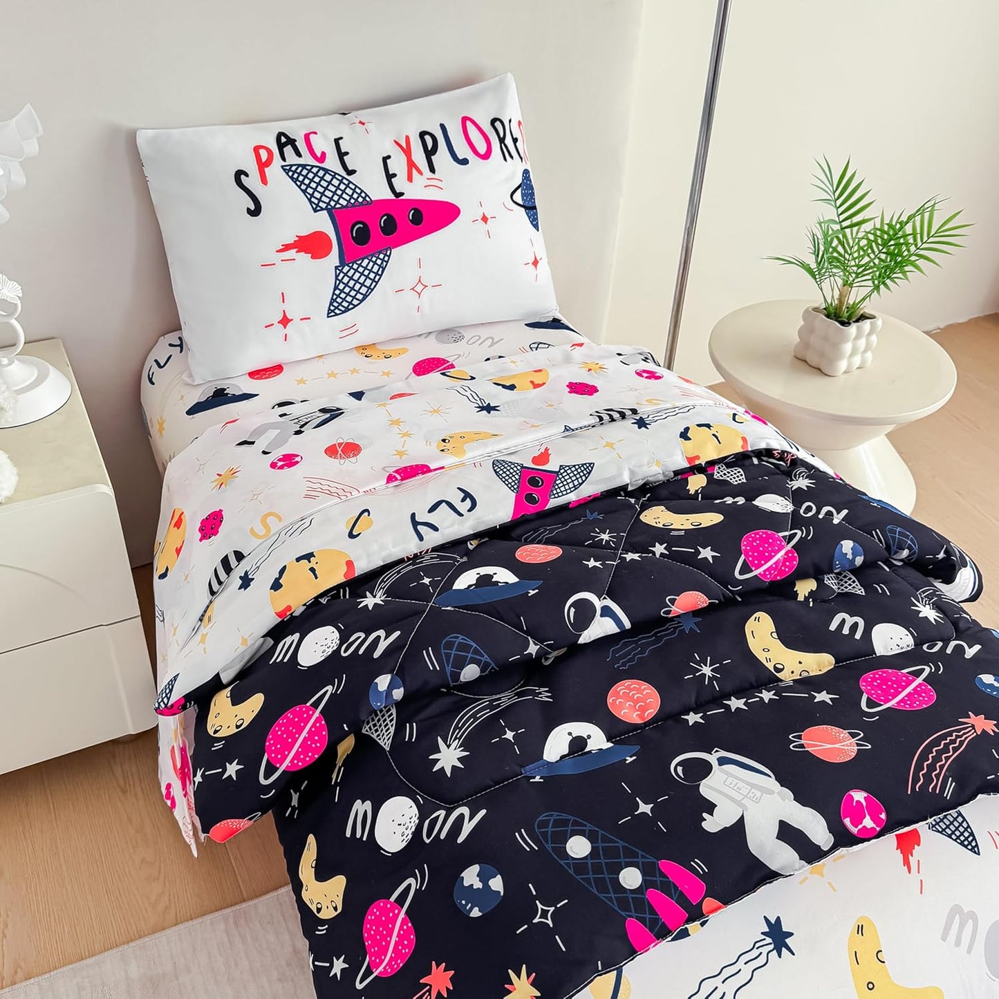 Toddler Galaxy Bedding Set for Boys - 4 Pieces Comforter Set
