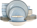 Elama Gia 24 Piece Round Stoneware Dinnerware Set in Light Blue