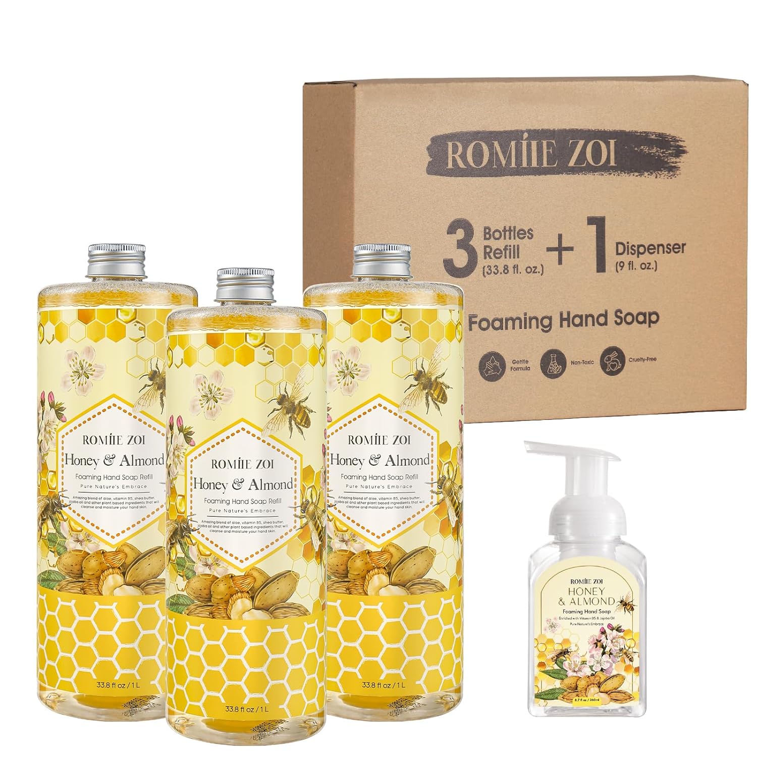 Foaming Hand Soap Refill Set with Honey & Almond Fragrance