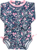 Baby Girls UPF 50+ Floral Long Sleeve One Piece Swimsuit - Zipper