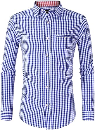 Men's German Bavarian Oktoberfest Button Down Dress Shirt Slim Fit
