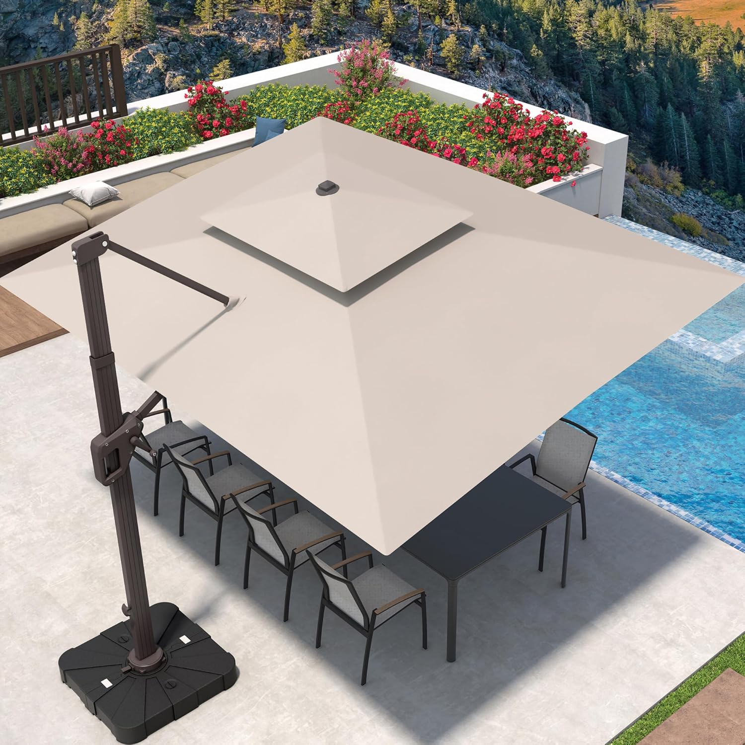 Deconk 9ft X 12ft Cantilever Patio Umbrella for Outdoor Use