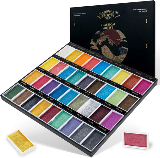 Paul Rubens Watercolor Paint Set with 36 Glittery Colors