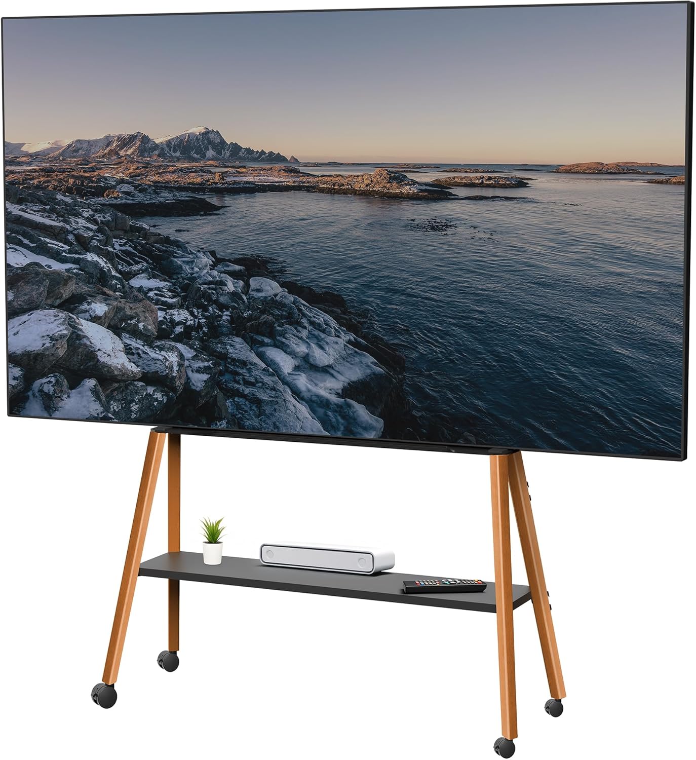 VIVO Rolling Artistic TV Easel Stand for 43 to 75 inch Screens