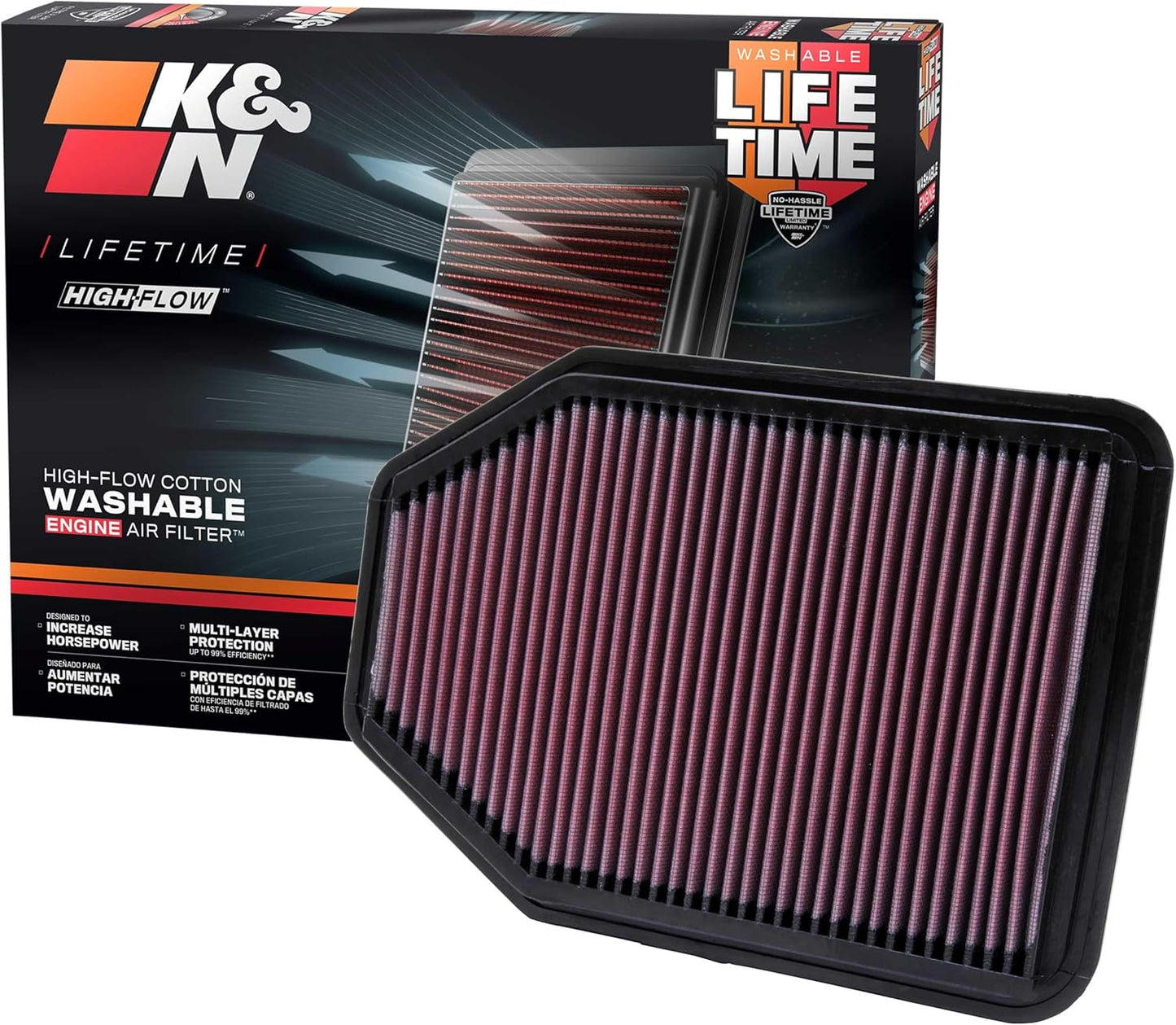 K&N High-Flow Engine Air Filter for 2007-2018 JEEP Wrangler